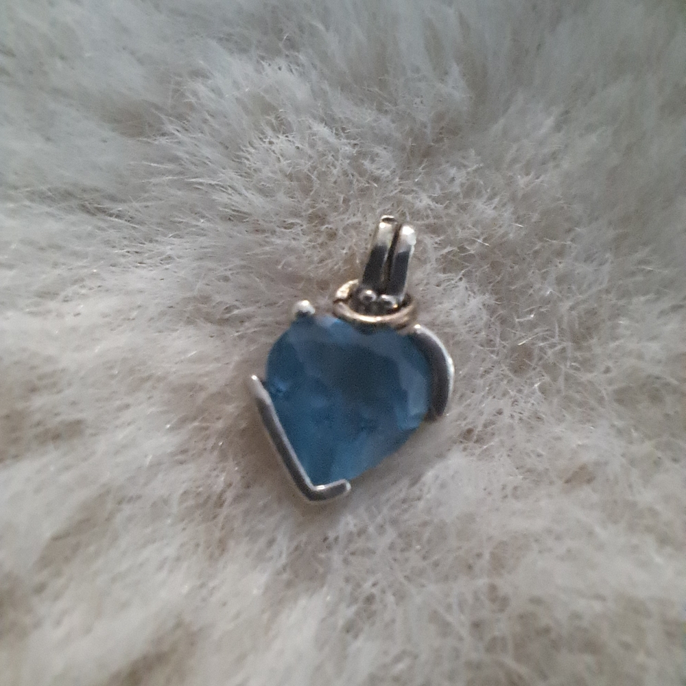 Aquamarine  Pendant Necklace Charm - Sterling-Style Setting